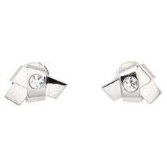 Cartier Ribbon Knot Stud Earrings 18K White Gold with Diamond