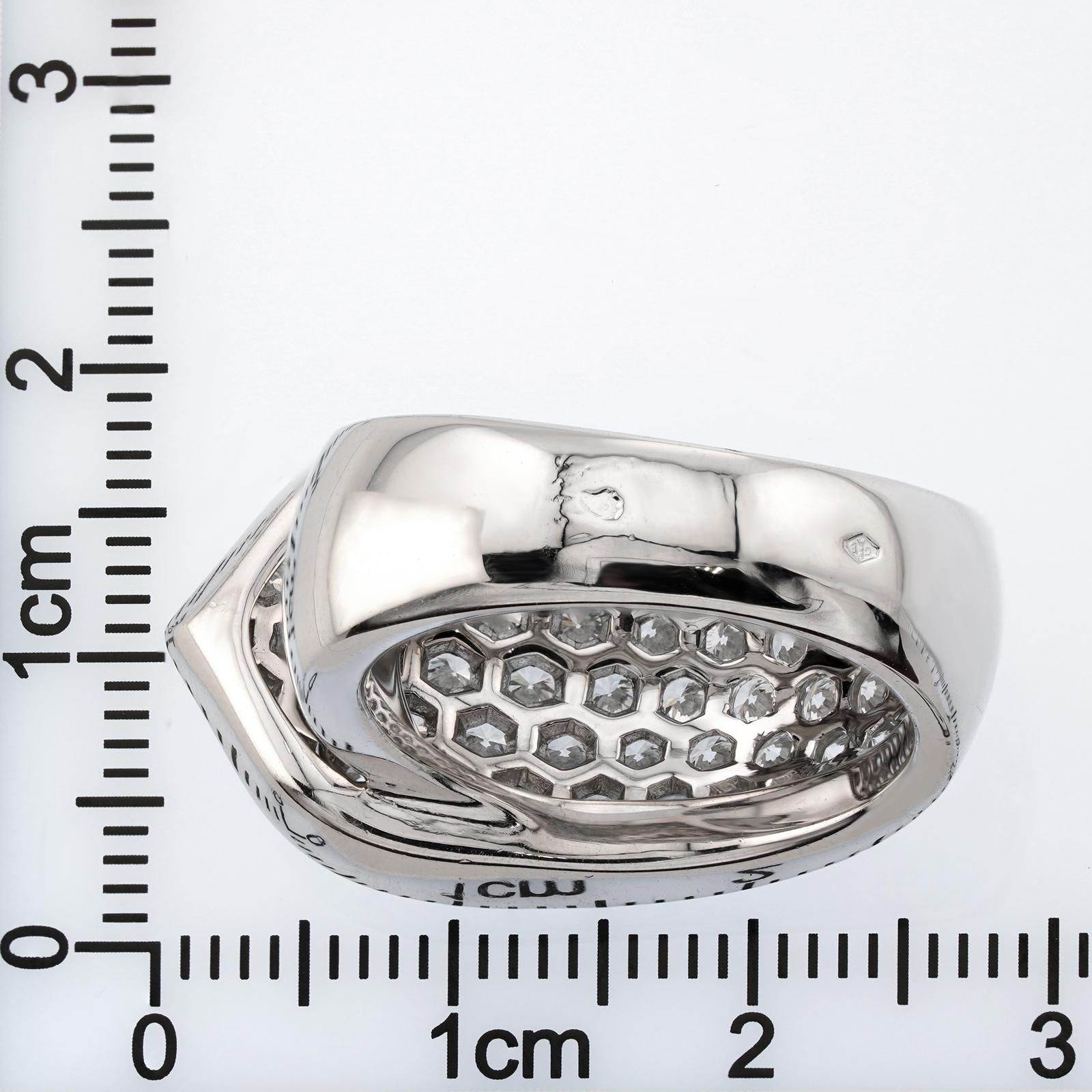 CARTIER Ribbon Pave Diamond White Gold Ring. Sz.54 For Sale 3