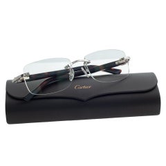 Cartier Rimless Eyeglasses with Tortoise Shell Temples