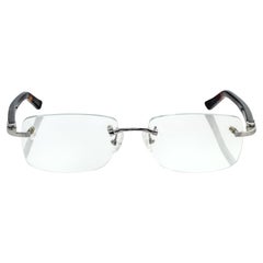 Cartier Rimless Eyeglasses with Tortoise Shell Temples