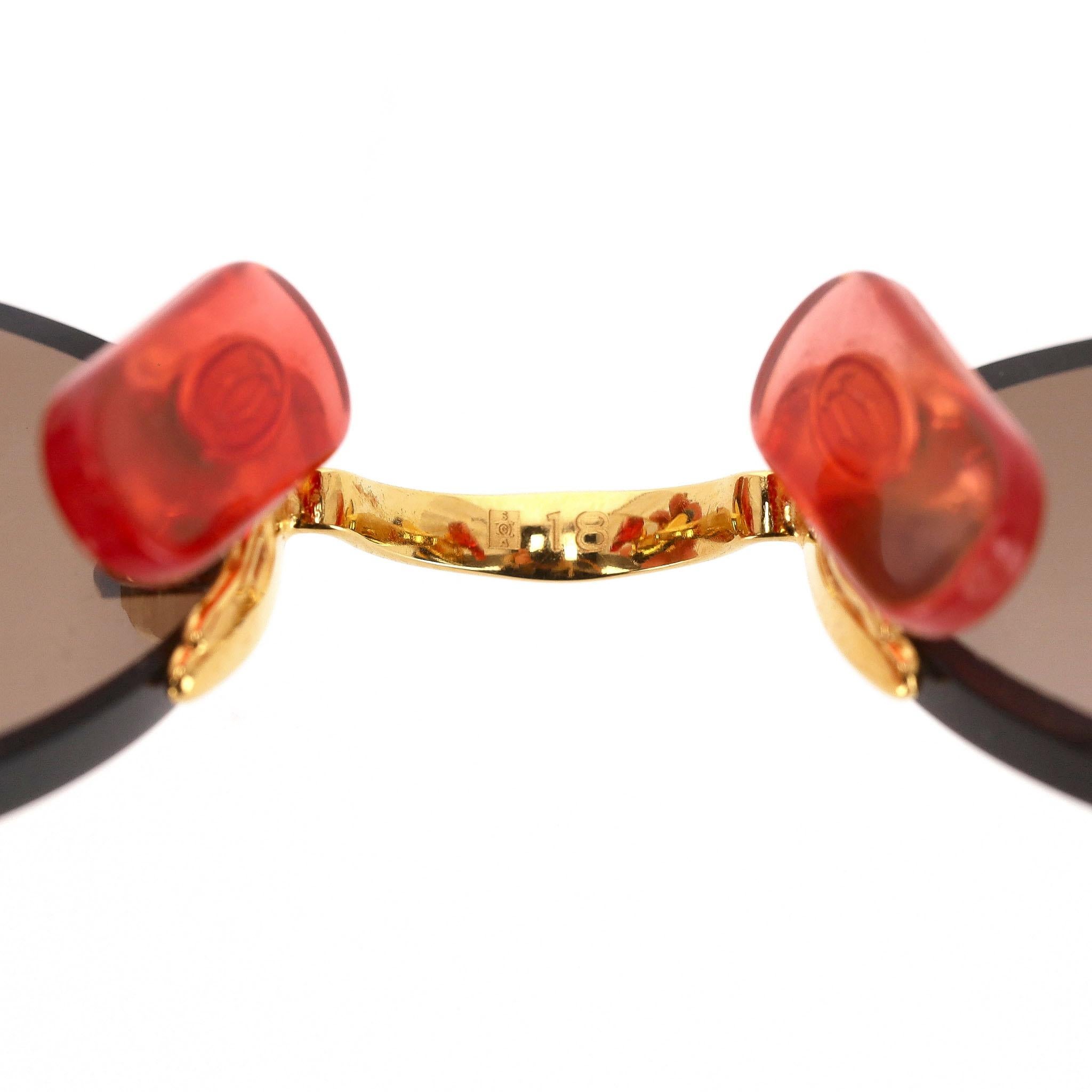 Women's Cartier Rimless Oval Sunglasses