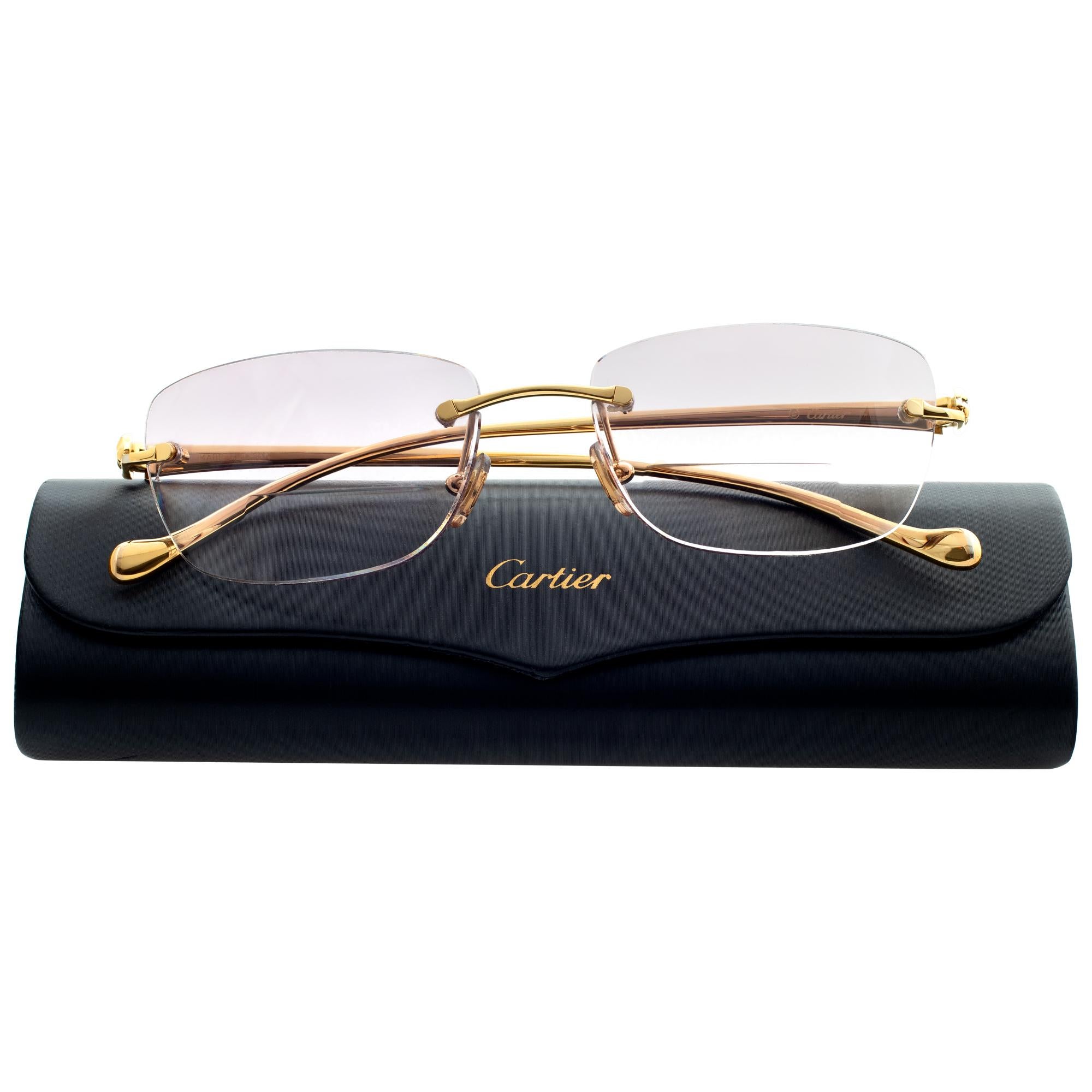 Cartier Rimless Panthère de Cartier eyeglasses In Excellent Condition For Sale In Surfside, FL