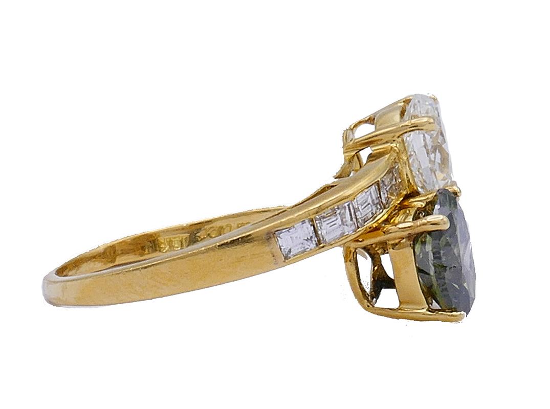 Oval Cut Cartier Ring 18k Gold Chameleon Diamond Bypass Cocktail Ring