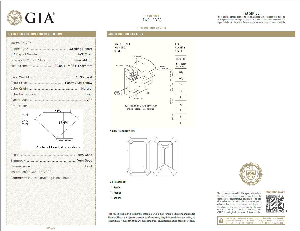Cartier Ring 43 Karat Ausgefallener lebhaft gelber Diamantring mit Asscher-Schliff GIA zertifiziert im Angebot 1