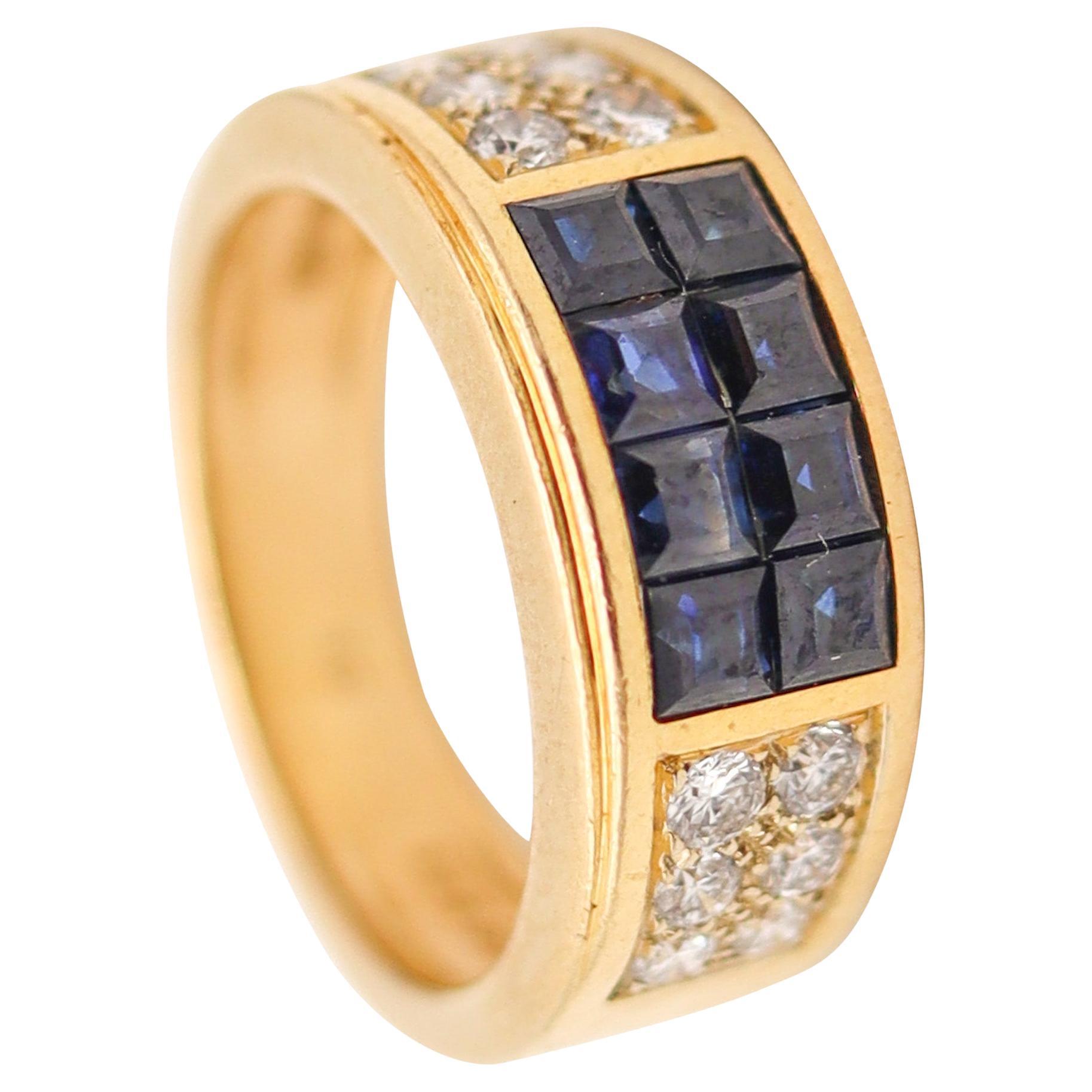 CARTIER Bague en or jaune 18Kt avec 1.54 Ctw en saphirs et diamants