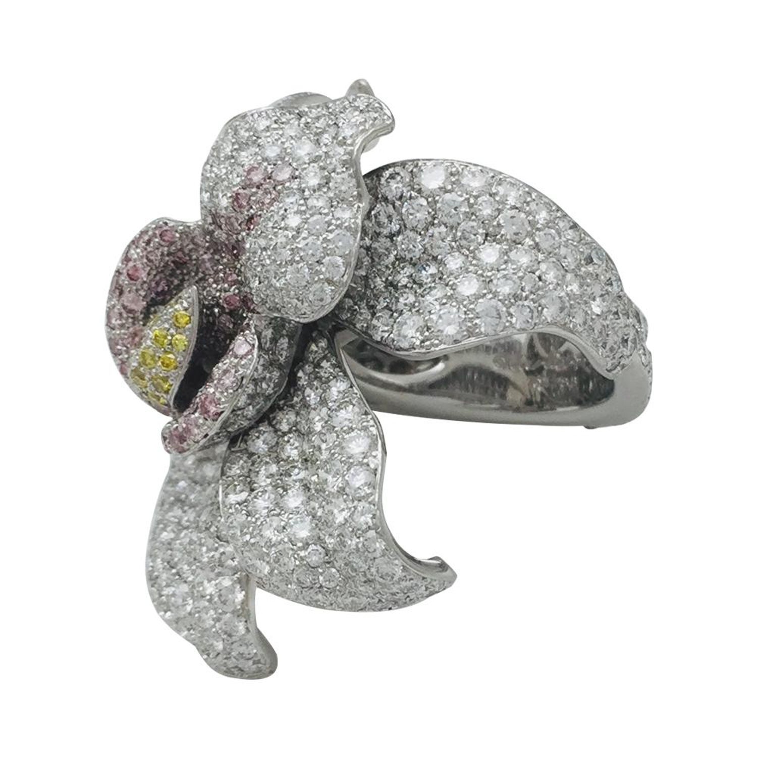 Cartier Ring Caresse D Orchidee Platinum And Diamonds At 1stdibs