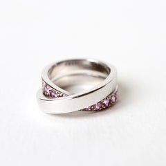CARTIER Ring in 18-carat white gold, double ring set with pink Sapphires