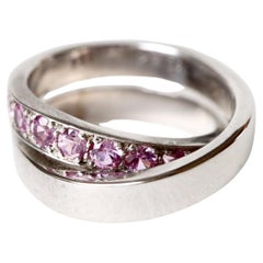 Anillo CARTIER de oro blanco de 18 quilates, doble anillo engastado con Zafiros rosas