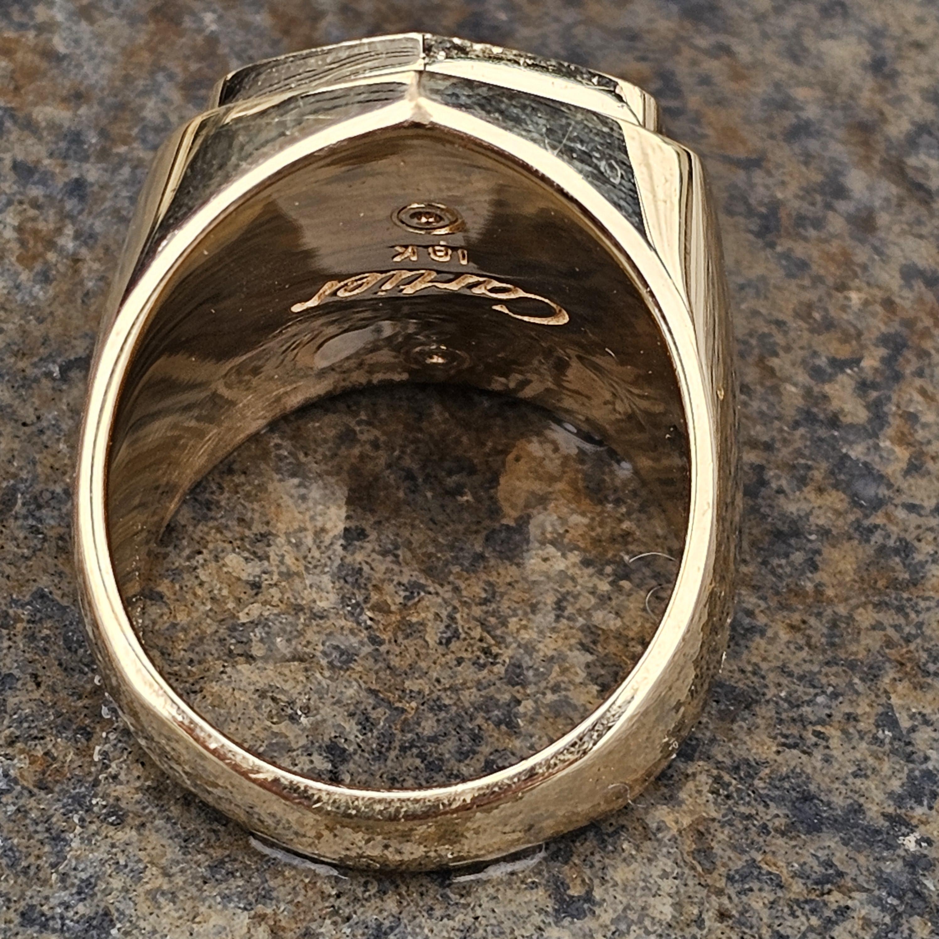 Cartier Ring Lincoln Mercury Merkur Diamond Pinky Signet Mens 18k Yellow Gold 8 For Sale 1