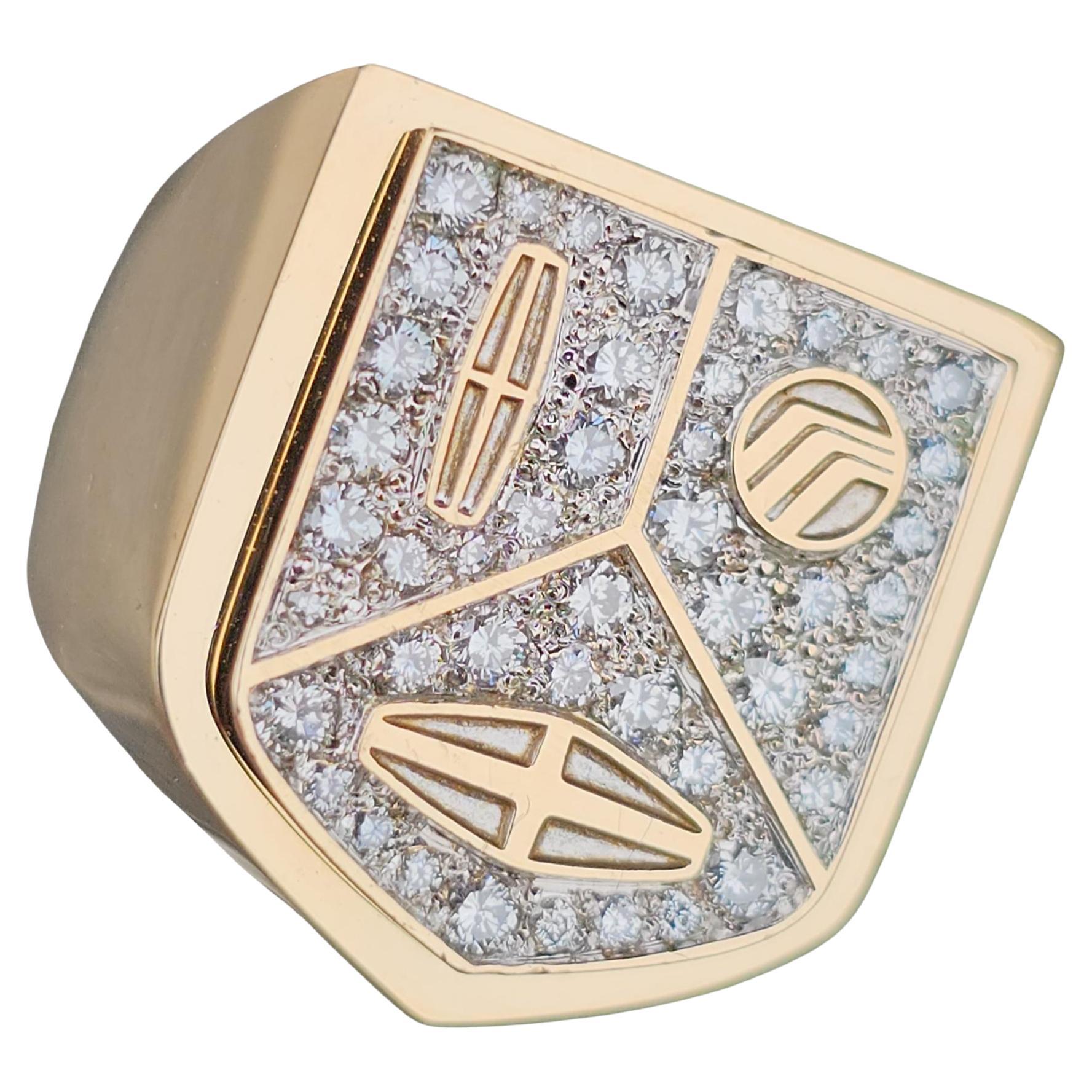 Cartier pour hommes Lincoln Mercury Merkur Diamond Pinky Signet en or jaune 18 carats 8