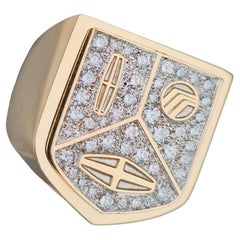 Cartier Ring Lincoln Mercury Merkur Diamond Pinky Signet Mens 18k Yellow Gold 8