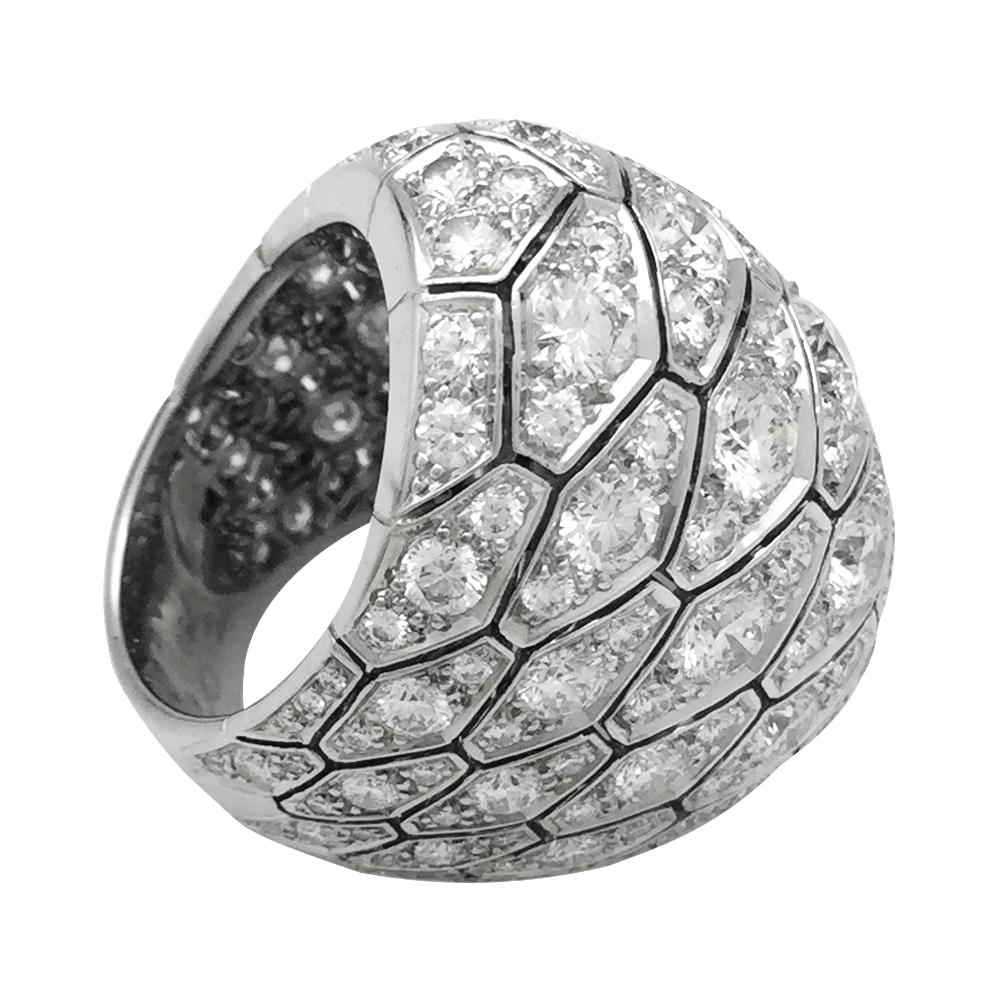 Women's or Men's Cartier Ring, Serpentine Collection Set with Diamonds