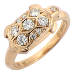 Cartier Ring Tortue Turtle Motif Rare Item 9P Diamond 750 Rose Gold #54 US7