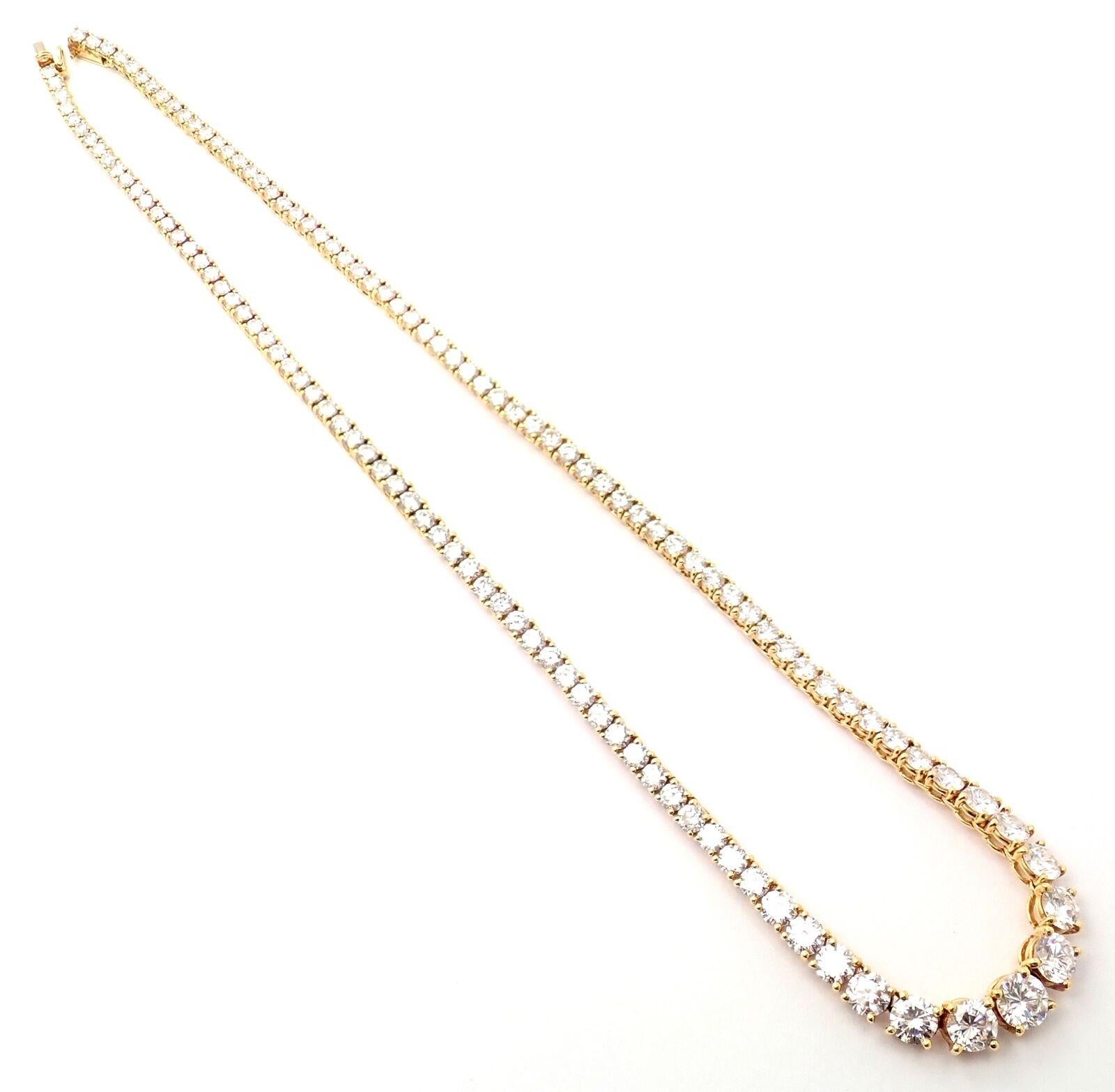 Brilliant Cut Cartier Riviera Graduated 20ct Diamond Yellow Gold Tennis Necklace