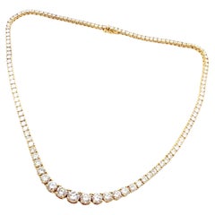 Retro Cartier Riviera Graduated 20ct Diamond Yellow Gold Tennis Necklace