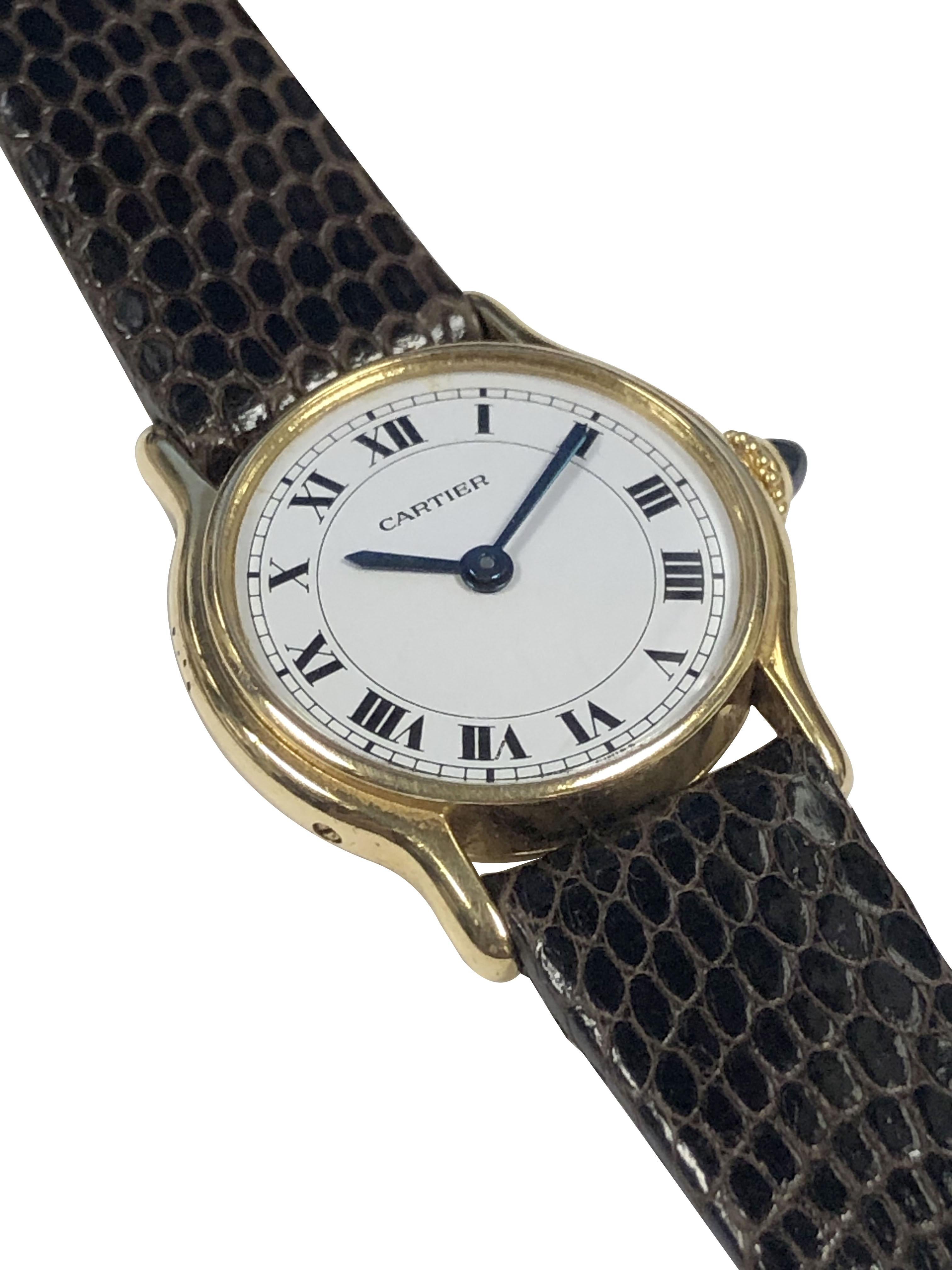 Cartier Riviera Paris Vintage Gelbgold Damen Mechanische Armbanduhr, Riviera Paris im Angebot 1