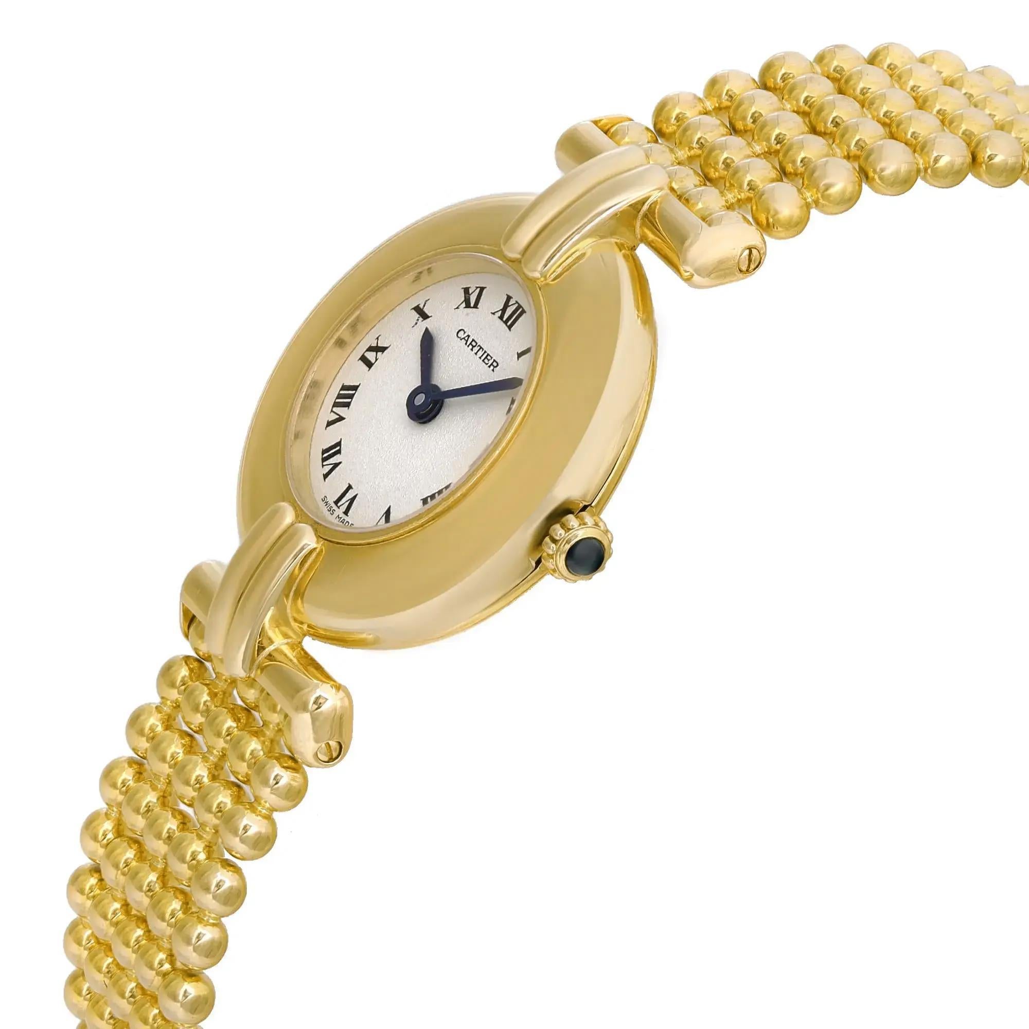 Cartier Rivoli 24mm 18K Yellow Gold White Dial Ladies Quartz Watch 881092 In Good Condition For Sale In New York, NY