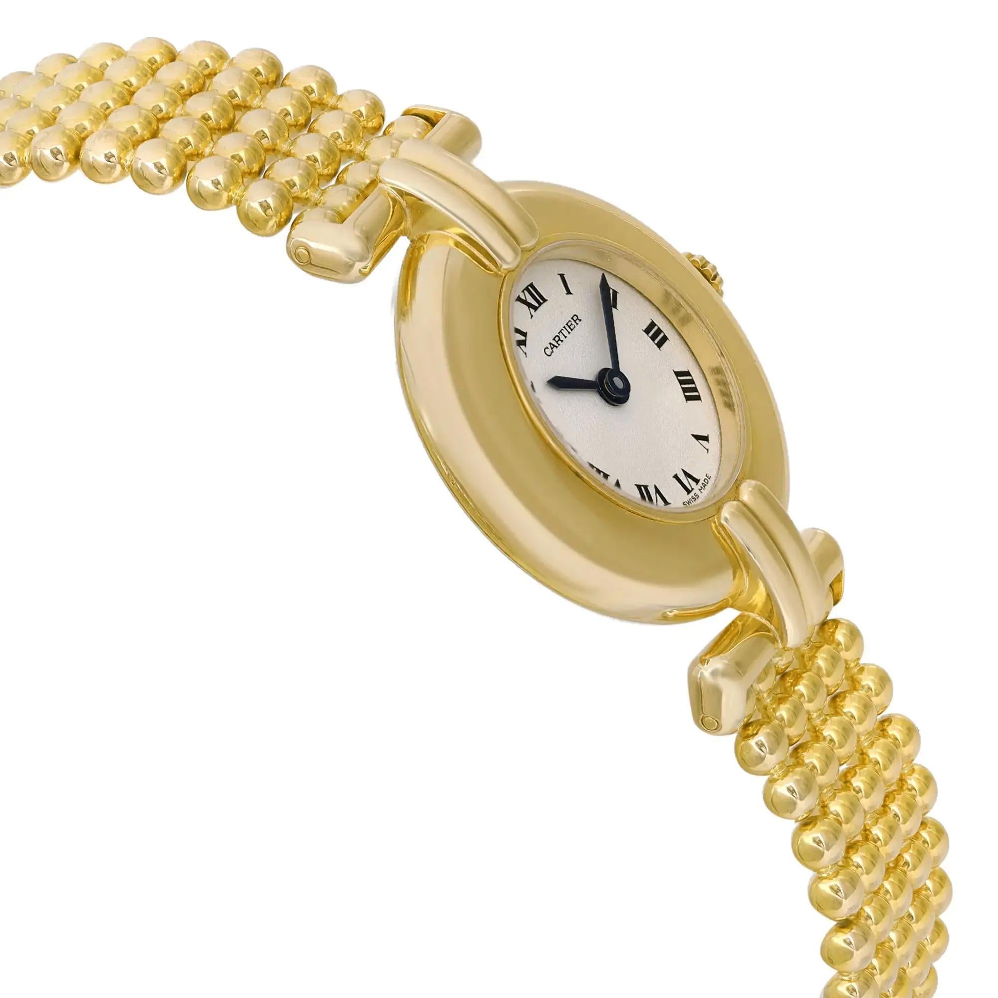 Women's Cartier Rivoli 24mm 18K Yellow Gold White Dial Ladies Quartz Watch 881092 For Sale