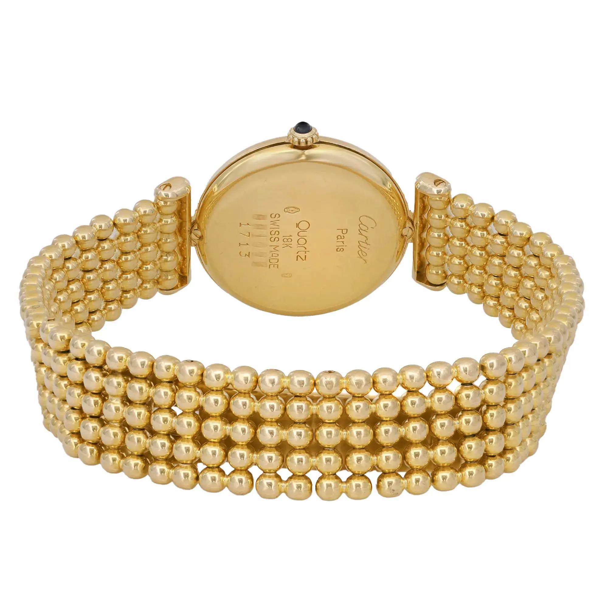 Women's Cartier Rivoli 24mm 18K Yellow Gold White Dial Ladies Quartz Watch 881092