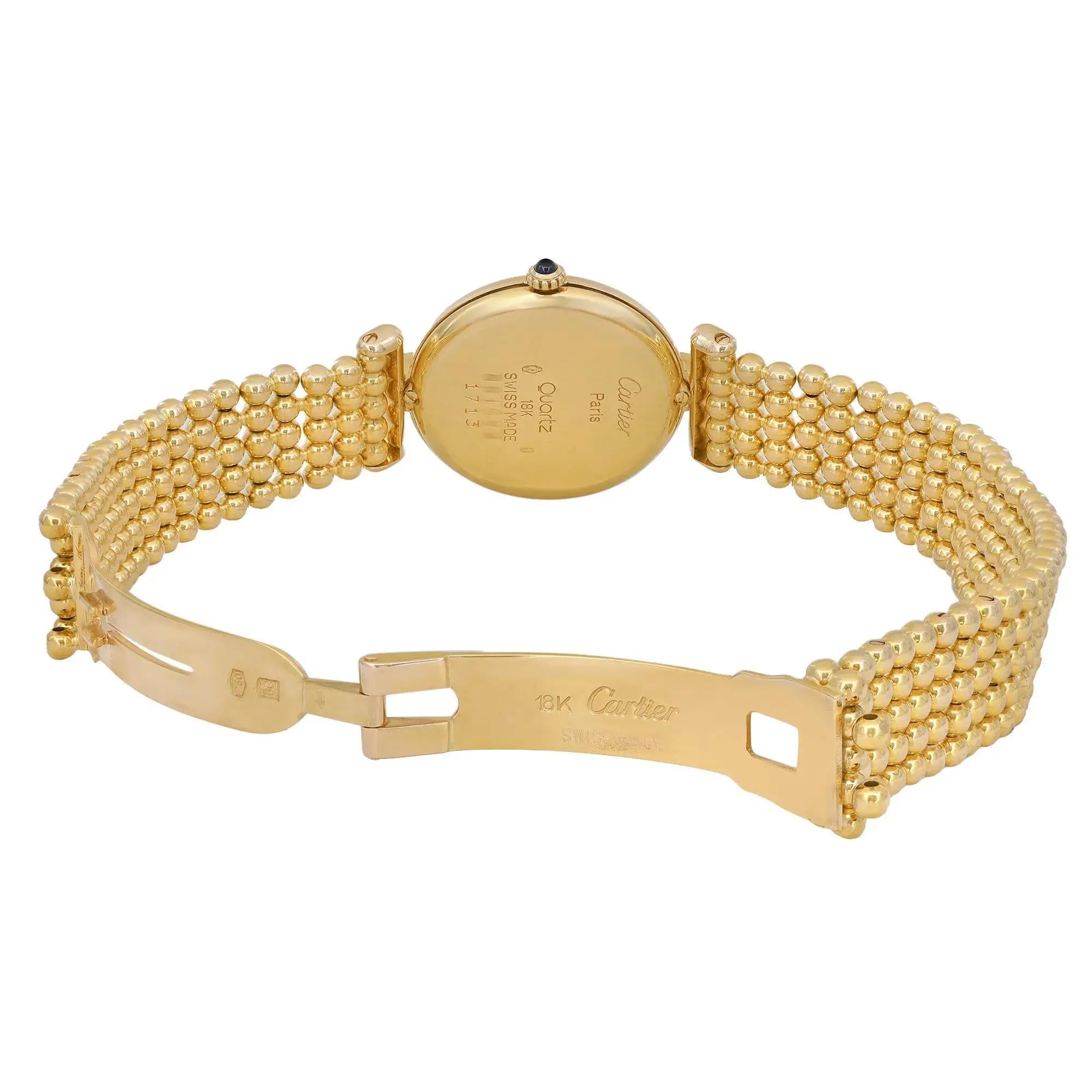 Cartier Rivoli 24mm 18K Yellow Gold White Dial Ladies Quartz Watch 881092 For Sale 2