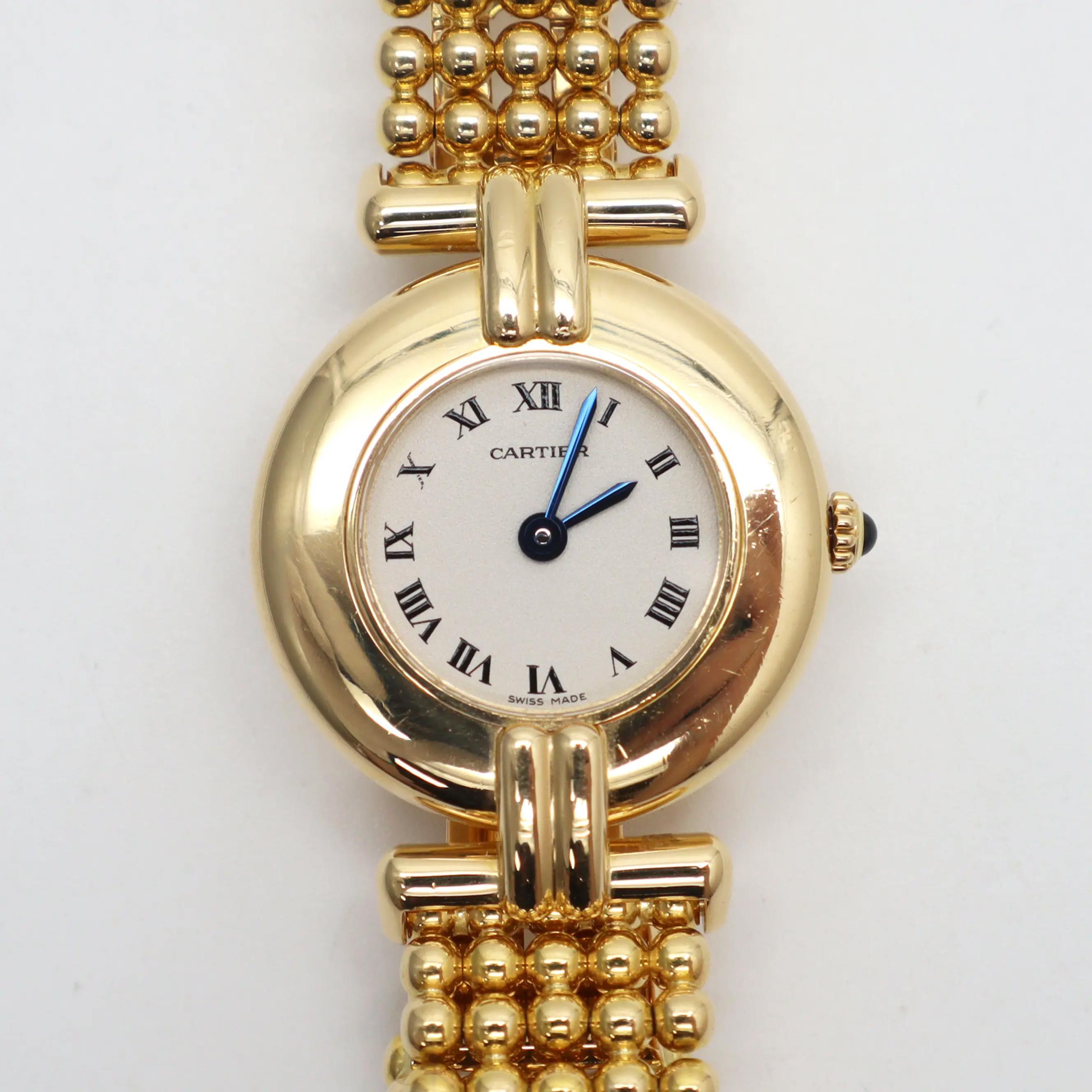 Cartier Rivoli 24 mm 18K Gelbgold Weißes Zifferblatt Damen-Quarzuhr 881092 im Angebot 4