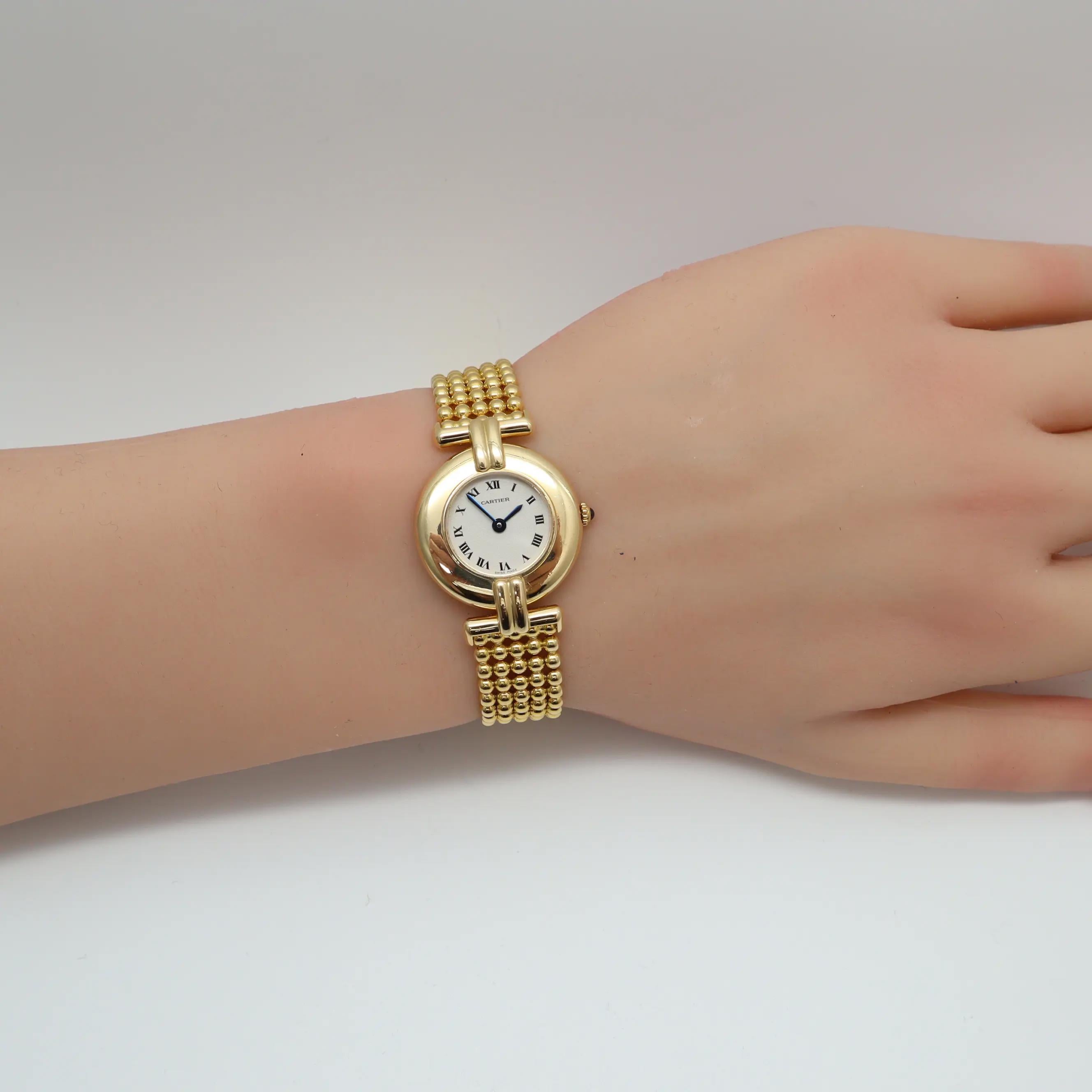 Cartier Rivoli 24 mm 18K Gelbgold Weißes Zifferblatt Damen-Quarzuhr 881092 5