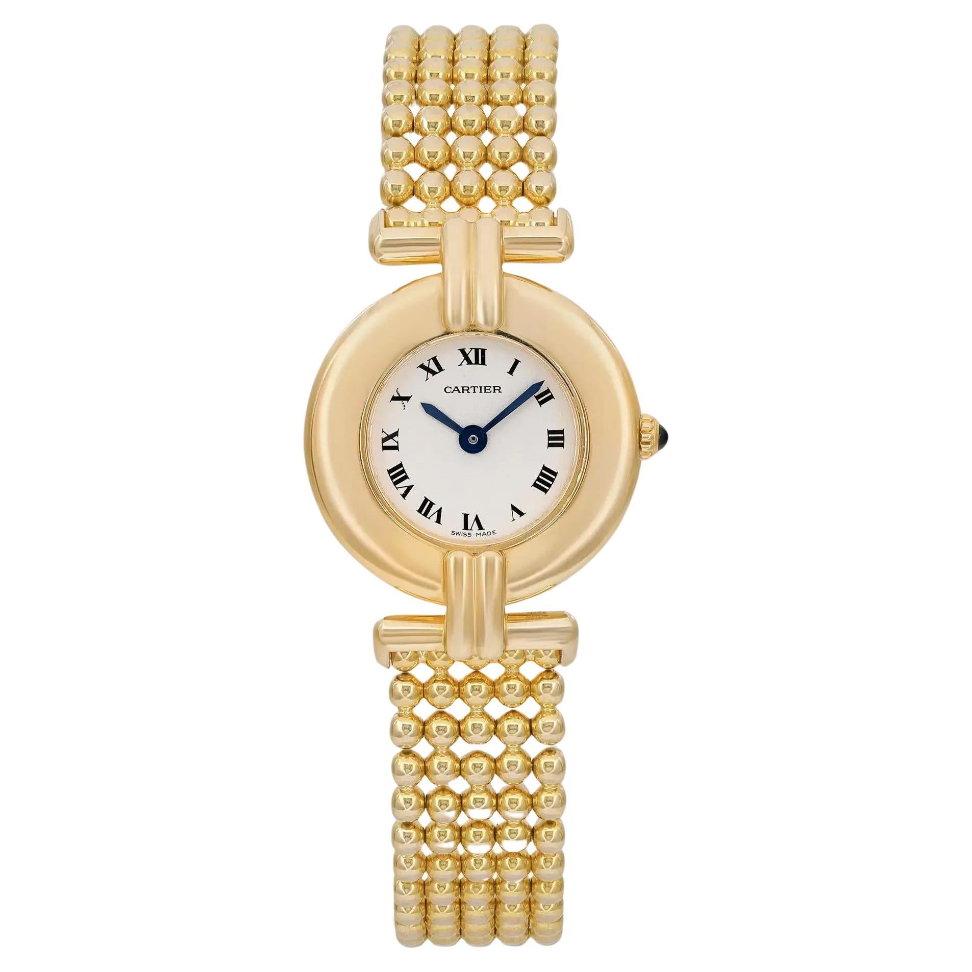 Cartier Rivoli 24mm 18K Yellow Gold White Dial Ladies Quartz Watch 881092 For Sale
