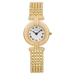 Cartier Rivoli Montre à quartz pour femme 24 mm en or jaune 18 carats avec cadran blanc 881092