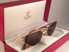 Cartier Rivoli Vendome 56mm Cat Eye Heavy Gold Plated Sunglasses France
