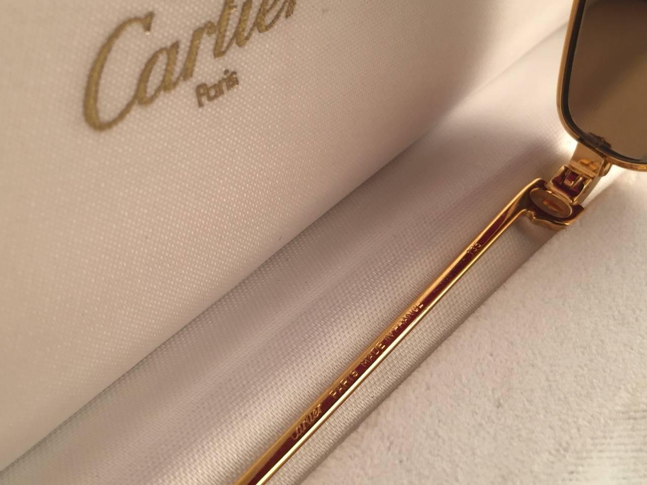 Women's Cartier Rivoli Vendome 56mm Cat Eye Heavy Gold Plated Sunglasses France