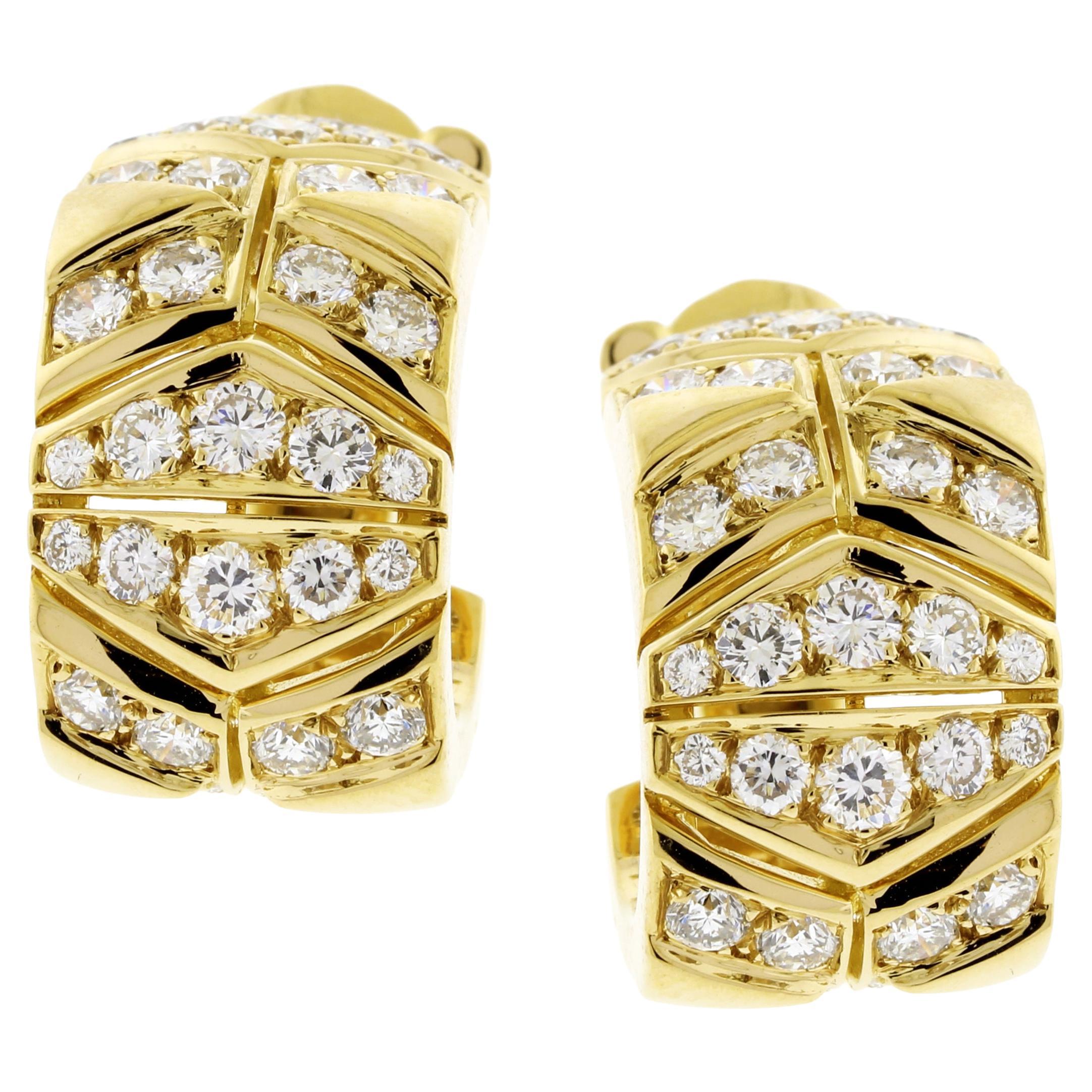 Cartier Rivoli Yellow Gold Diamond Hoop Earrings
