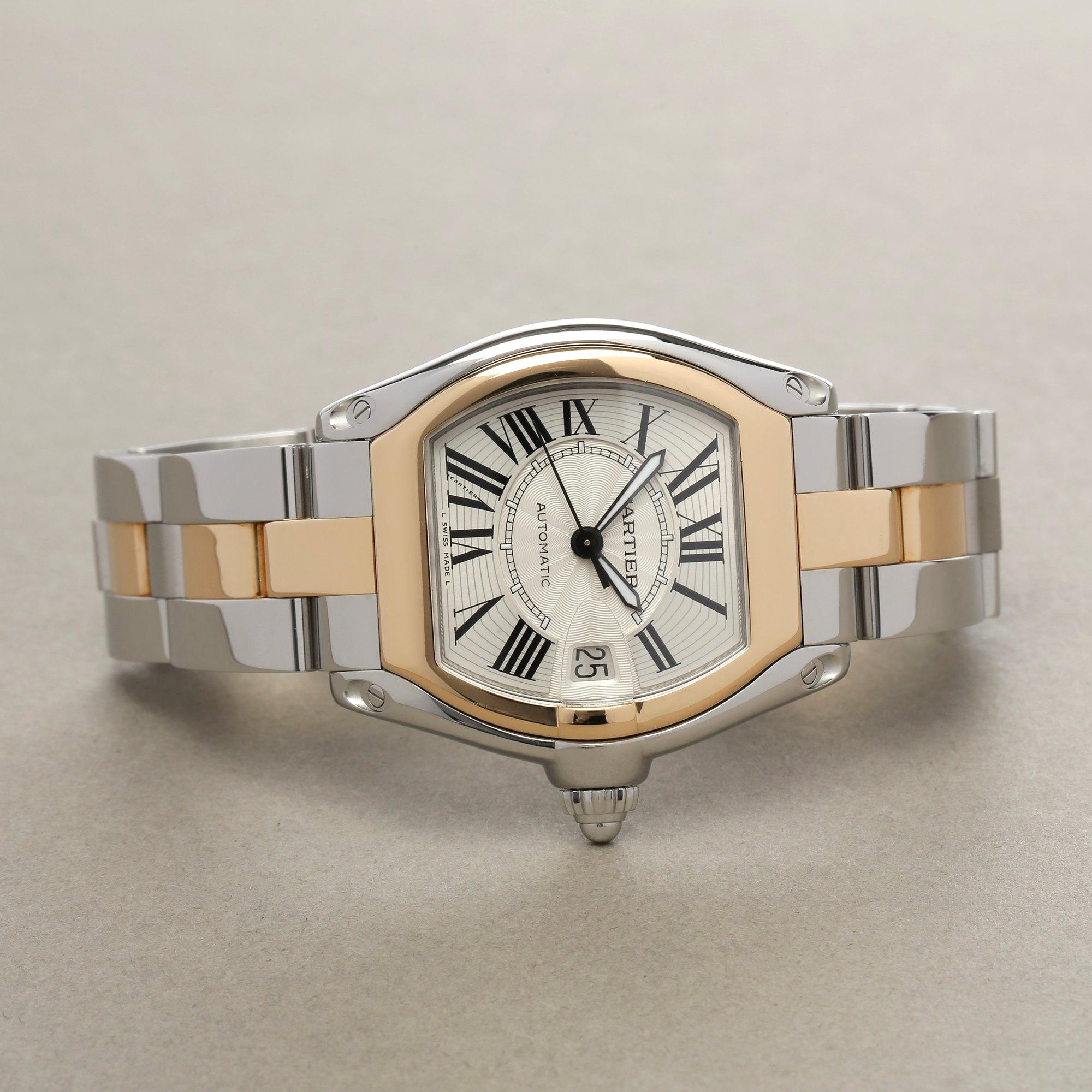 Cartier Roadste 2510 Men’s Stainless Steel and Yellow Gold Large Automatic Watch In Excellent Condition In Bishops Stortford, Hertfordshire