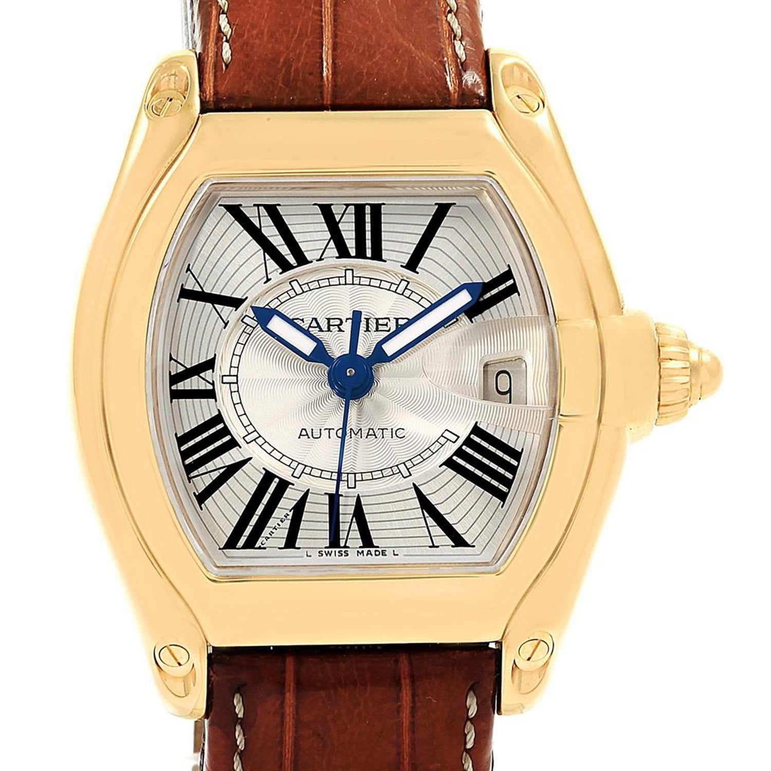 Cartier Roadster 18 Karat Yellow Gold Large Men S Watch W62005v2 Box Papers For Sale At 1stdibs