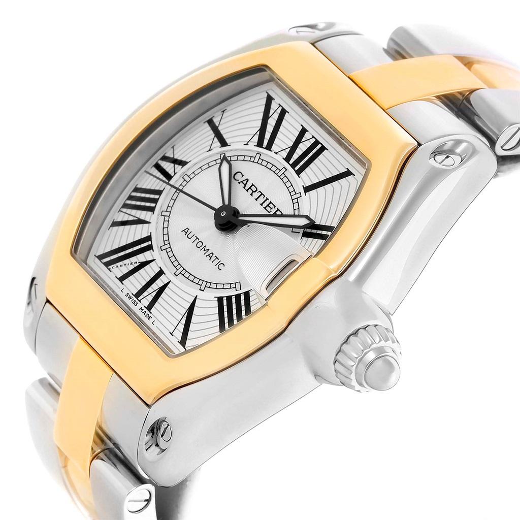 Cartier Roadster 18 Karat Yellow Gold Stainless Steel Men's Watch W62031Y4 For Sale 7