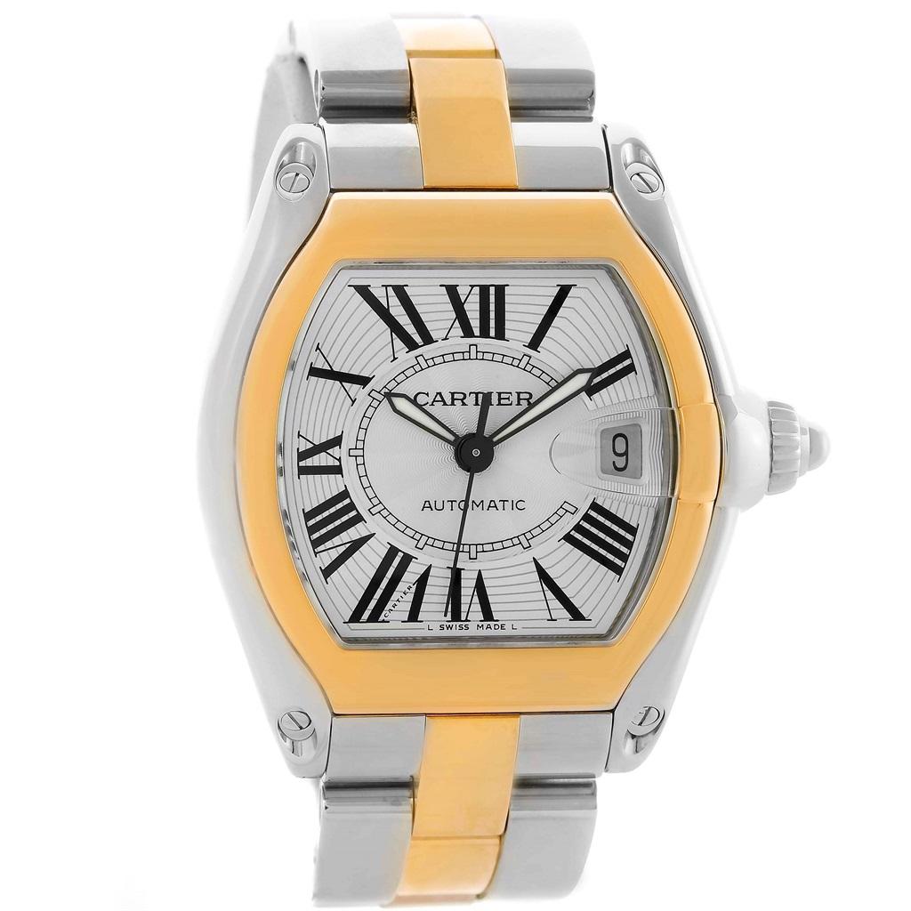 Cartier Roadster 18 Karat Yellow Gold Stainless Steel Men's Watch W62031Y4 For Sale 1