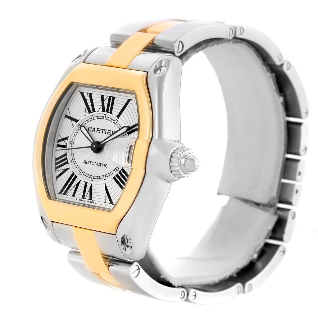 Cartier Roadster 18 Karat Yellow Gold Stainless Steel Men's Watch W62031Y4 For Sale 5