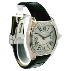 Cartier Roadster 18k White Gold Diamond Black Alligator Skin Watch