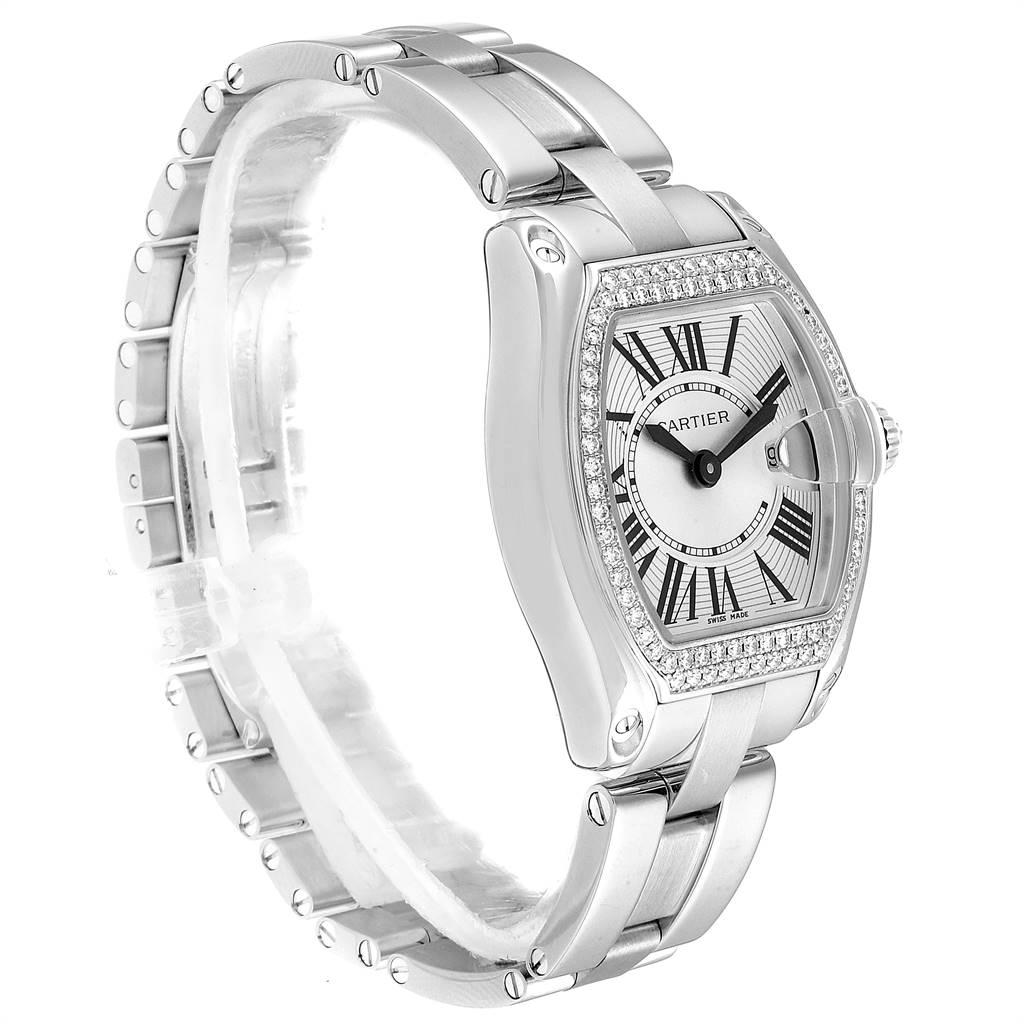 Brilliant Cut Cartier Roadster 18 Karat White Gold Diamond Ladies Watch WE5002X2