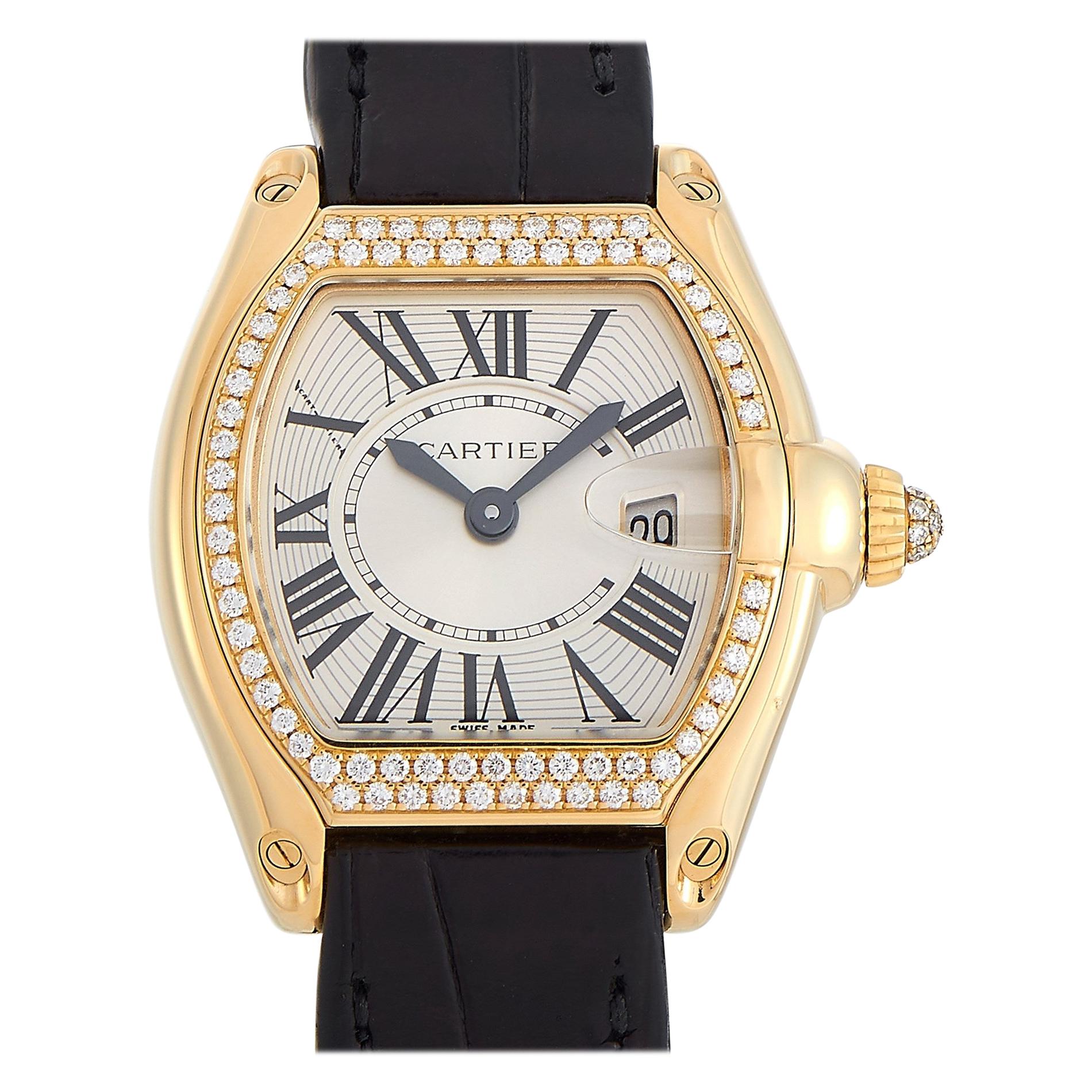 Cartier Roadster 18K Yellow Gold Diamond Bezel Quartz Ladies Watch 2676