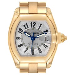 Cartier Roadster 18K Yellow Gold Large Mens Watch W62003V1 Box Papers