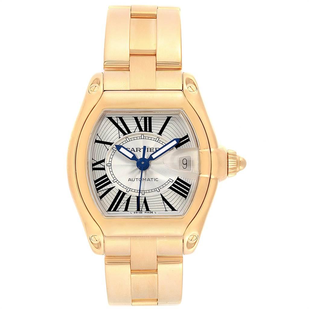 Cartier Roadster 18 Karat Yellow Gold Large Men's Watch W62005V1 In Excellent Condition In Atlanta, GA