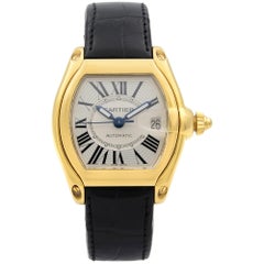 Cartier Roadster 18K Yellow Gold Silver Guilloche Automatic Men's Watch W62005V2