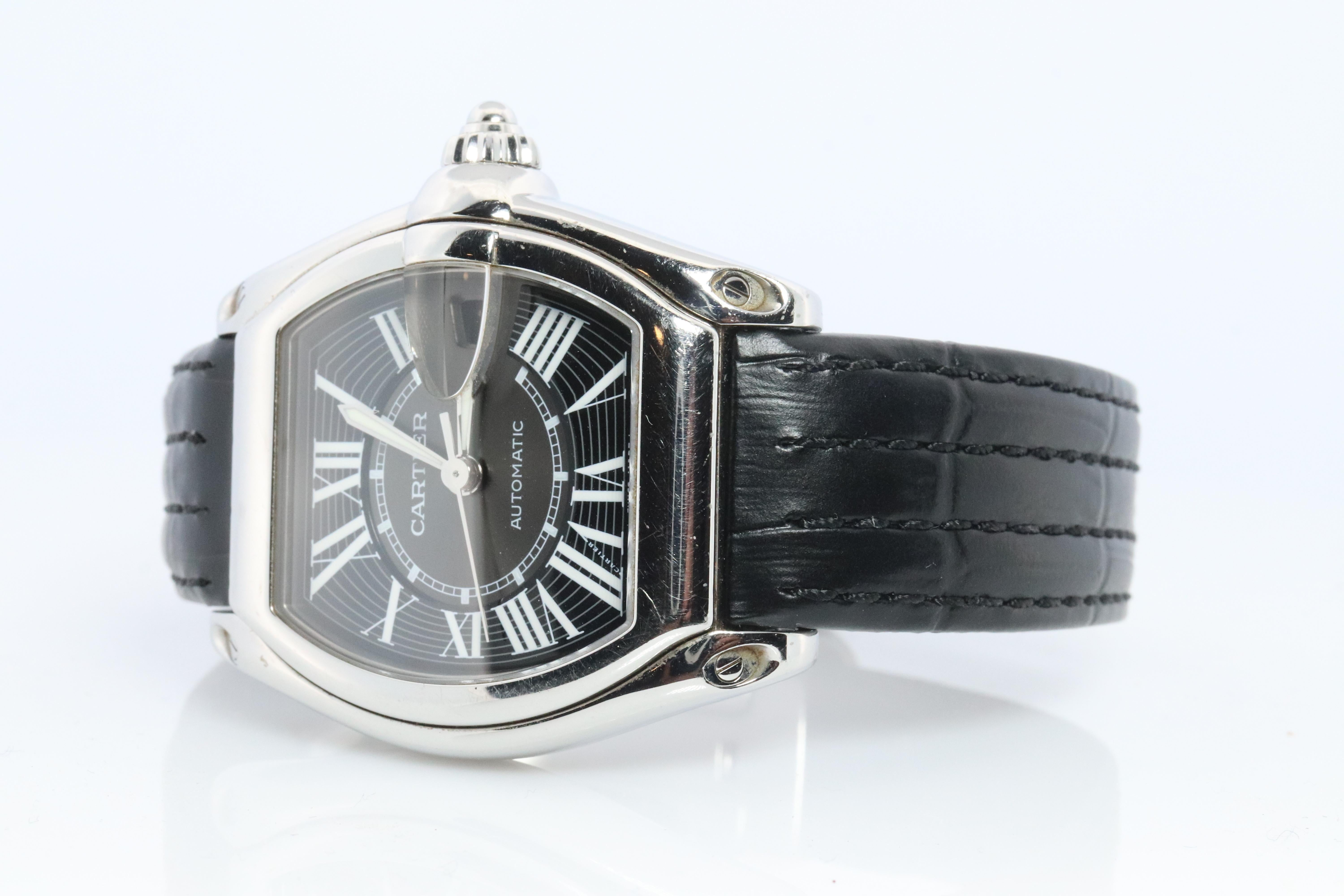 Cartier Roadster 2510. Orologio da uomo Cartier Automatic W62041V3 con quadrante nero In condizioni buone in vendita a Port Charlotte, FL