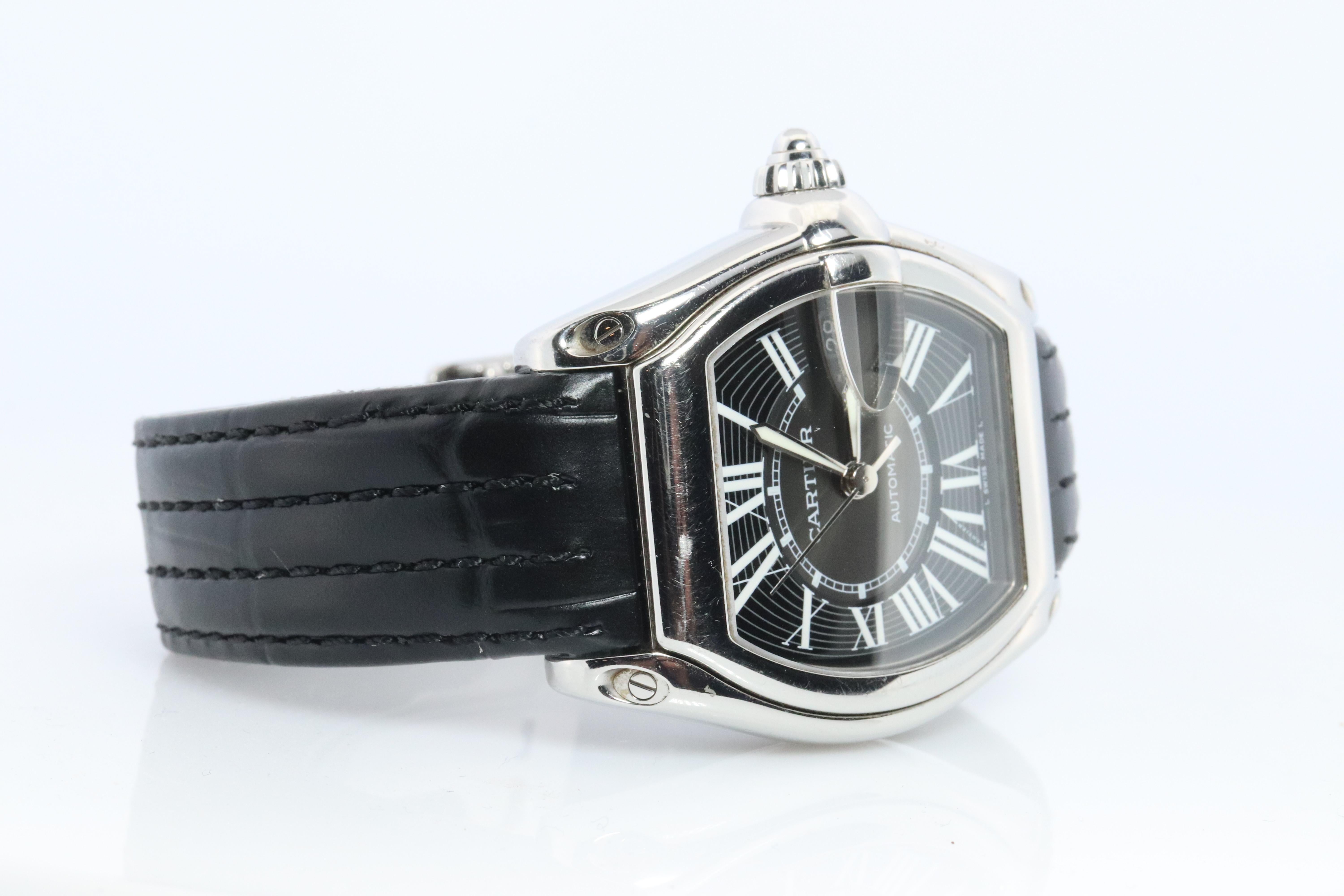Cartier Roadster 2510. Orologio da uomo Cartier Automatic W62041V3 con quadrante nero in vendita 1