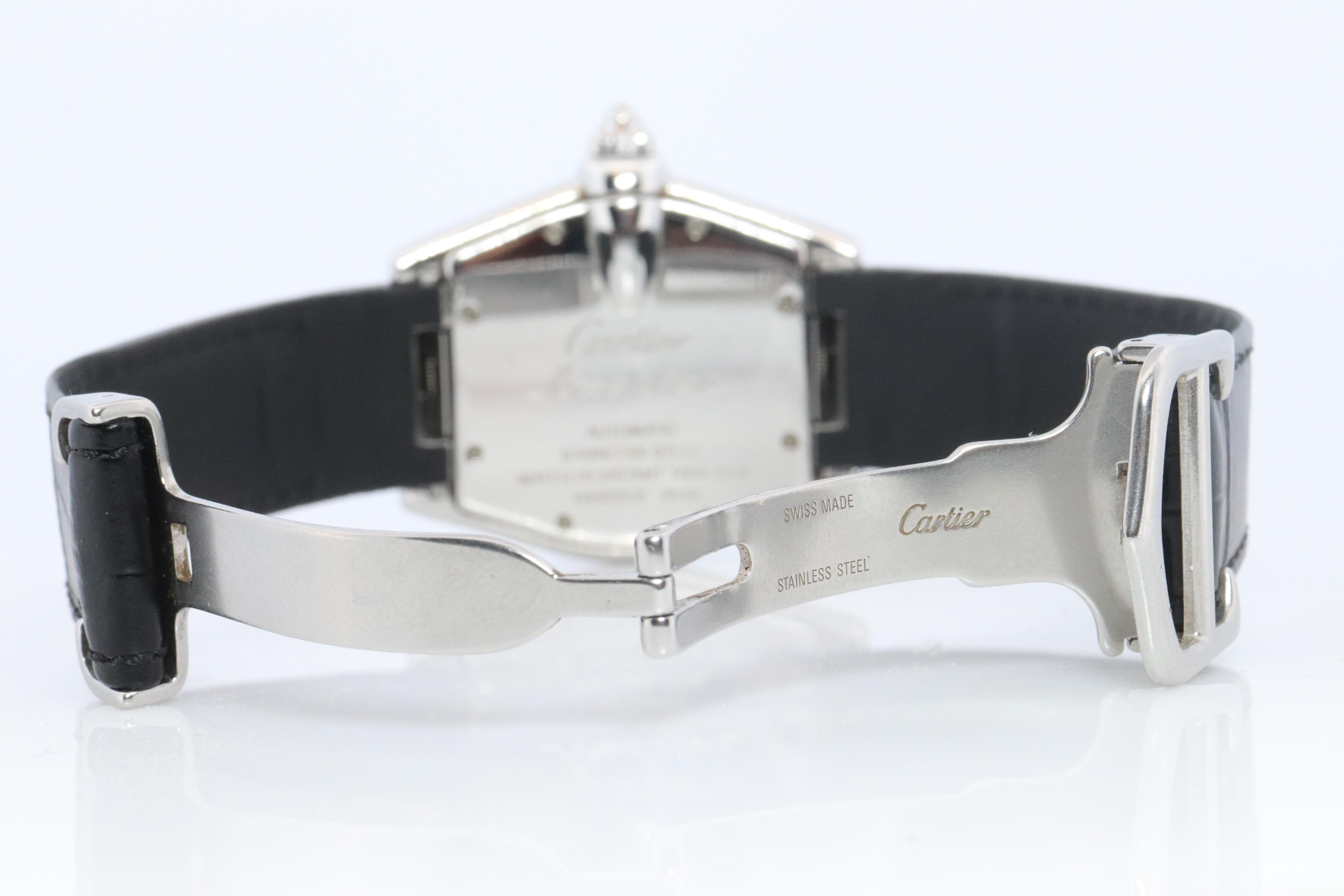 Cartier Roadster 2510. Orologio da uomo Cartier Automatic W62041V3 con quadrante nero in vendita 4