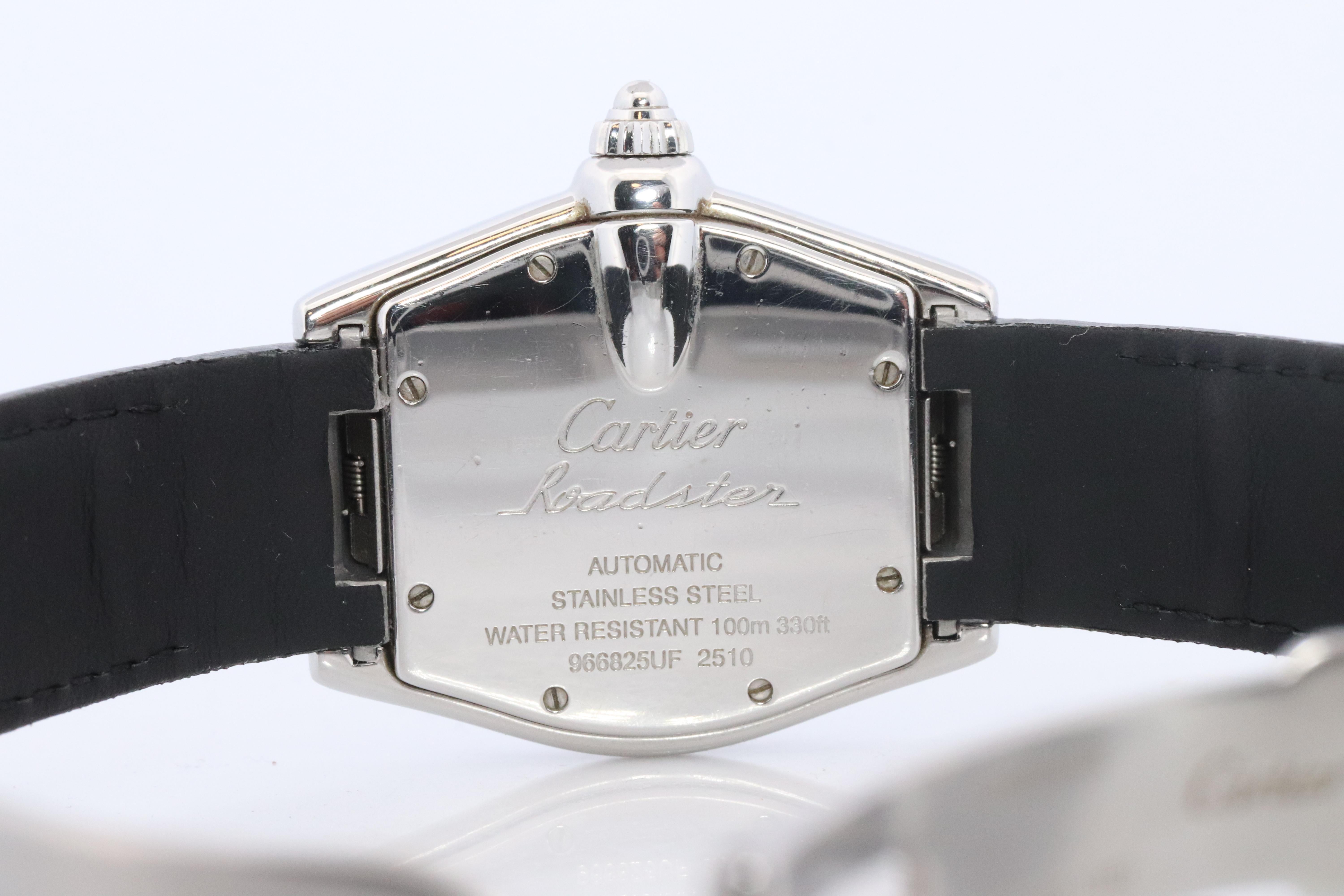 Cartier Roadster 2510. Orologio da uomo Cartier Automatic W62041V3 con quadrante nero in vendita 5