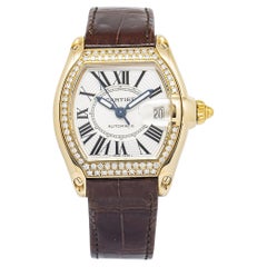 Cartier Roadster 2524 W62005V2 18K YG Diamond Bezel Silver Dial Auto Men's 37mm