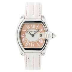 Cartier Roadster 2675 Pink Dial Leather Strap Quartz  Ladies Watch 30mm