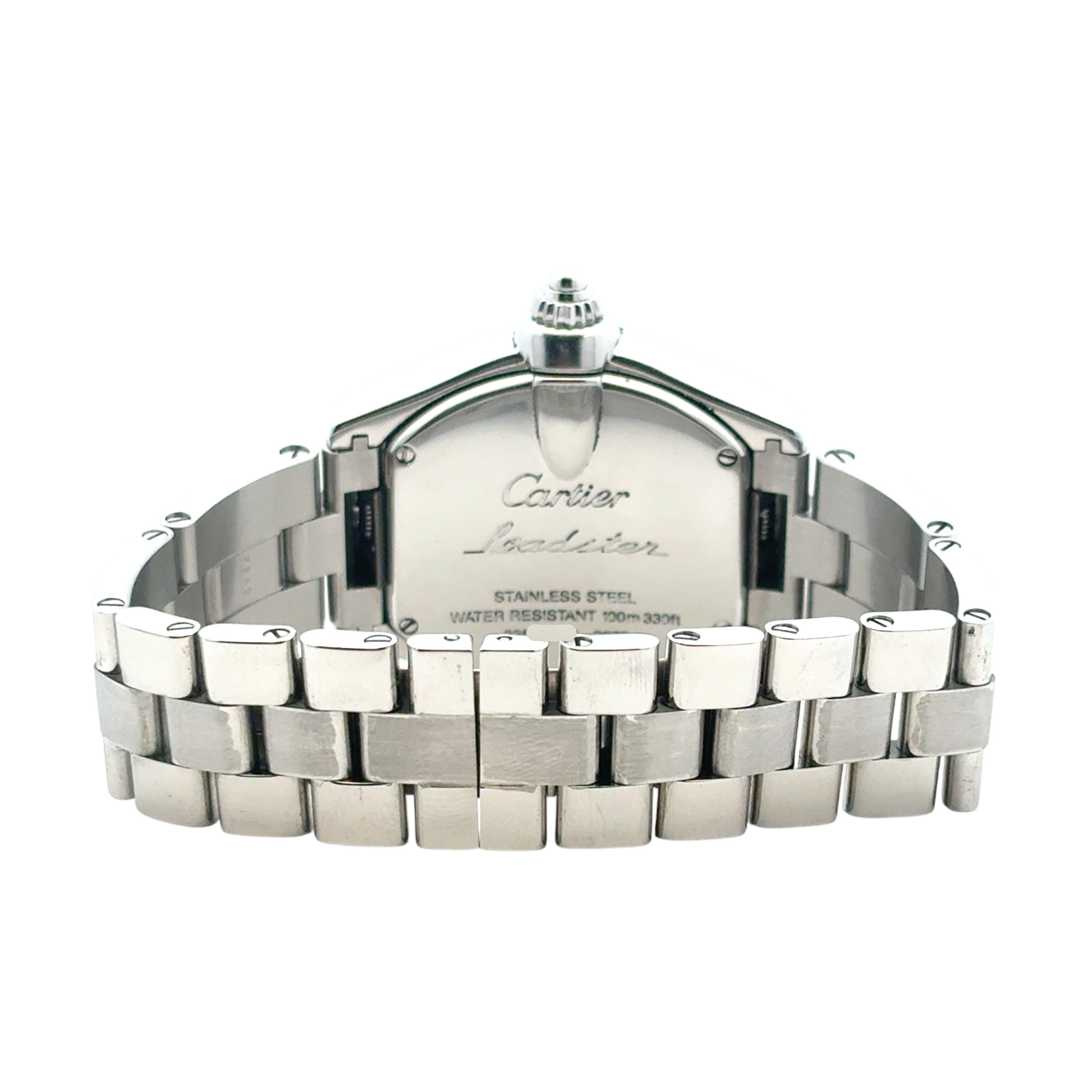 Cartier Roadster 2675 Watch Stainless Steel Silver Dial Bracelet 7