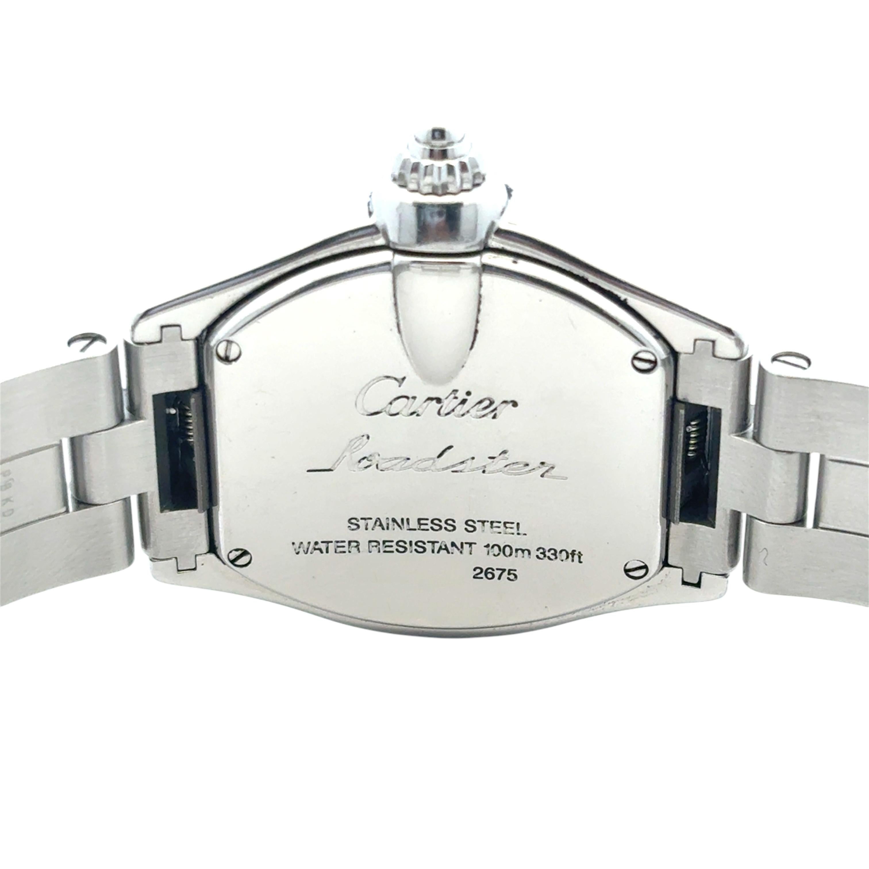 Cartier Roadster 2675 Watch Stainless Steel Silver Dial Bracelet 9